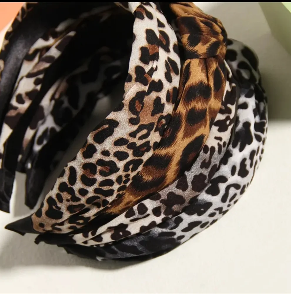 Leopard Print Fabric Headbands Tie-Dye Design, 4pc Set